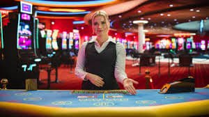 Tampilan studio live dealer Golden Toad dengan meja Sic Bo dan Dragon Tiger